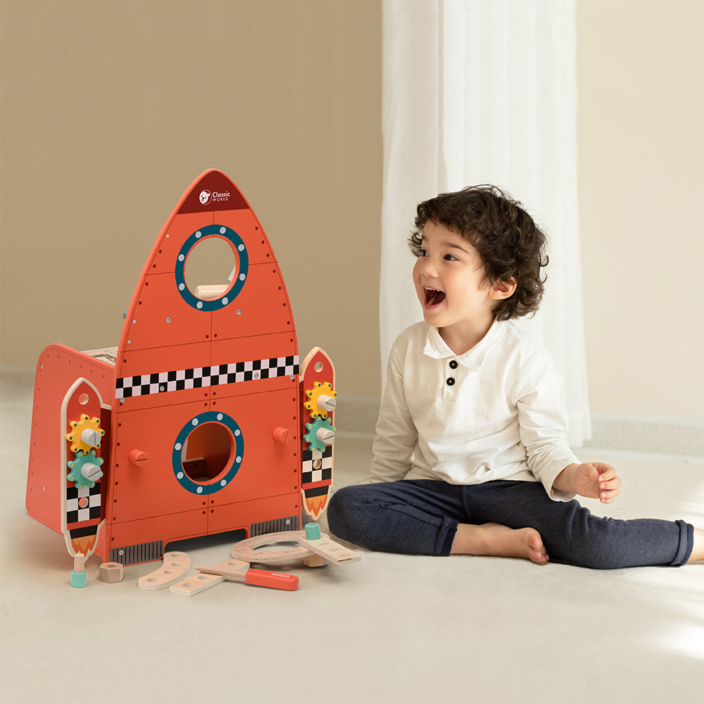 Classic World Orange Rocket Shaped Tool Table