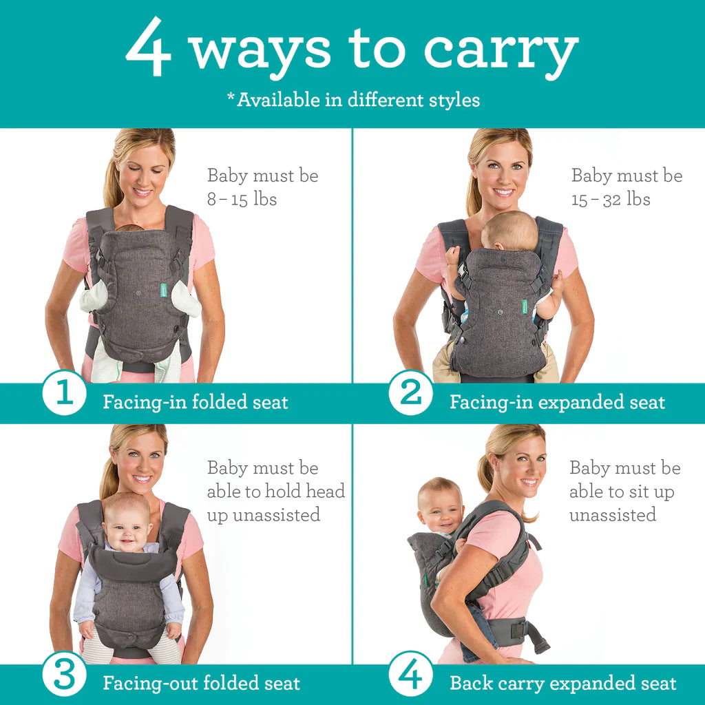 Infantino Flip 4-in-1 Convertible Baby Carrier Lightweight & Breathable