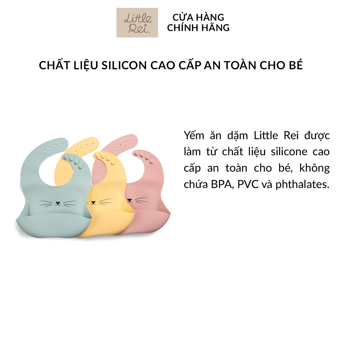 Yếm ăn dặm cao cấp LITTLE REI, chất liệu silicon an toàn, dùng cho bé từ 6 tháng tuổi - Little Rei Bib