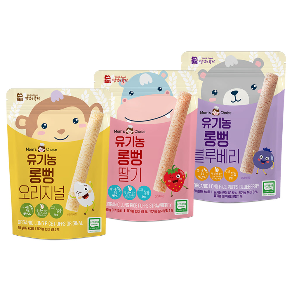 Mom's Choice Orgainic long bar rice cake with strawberry flavor 30g