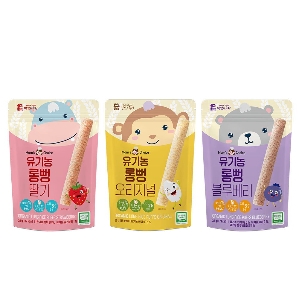 Mom's Choice Orgainic long bar rice cake with strawberry flavor 30g