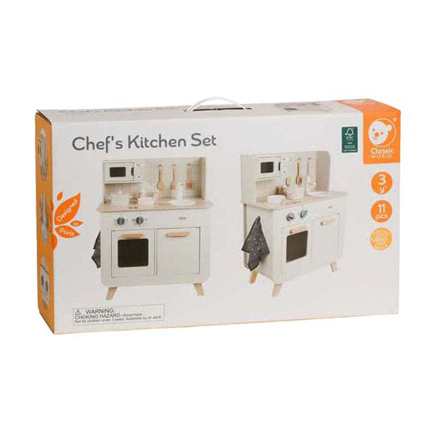 Bộ Đồ Chơi Nhà Bếp Bằng Gỗ Classic World Wooden Chef's Play Kitchen (11 Chi Tiết)