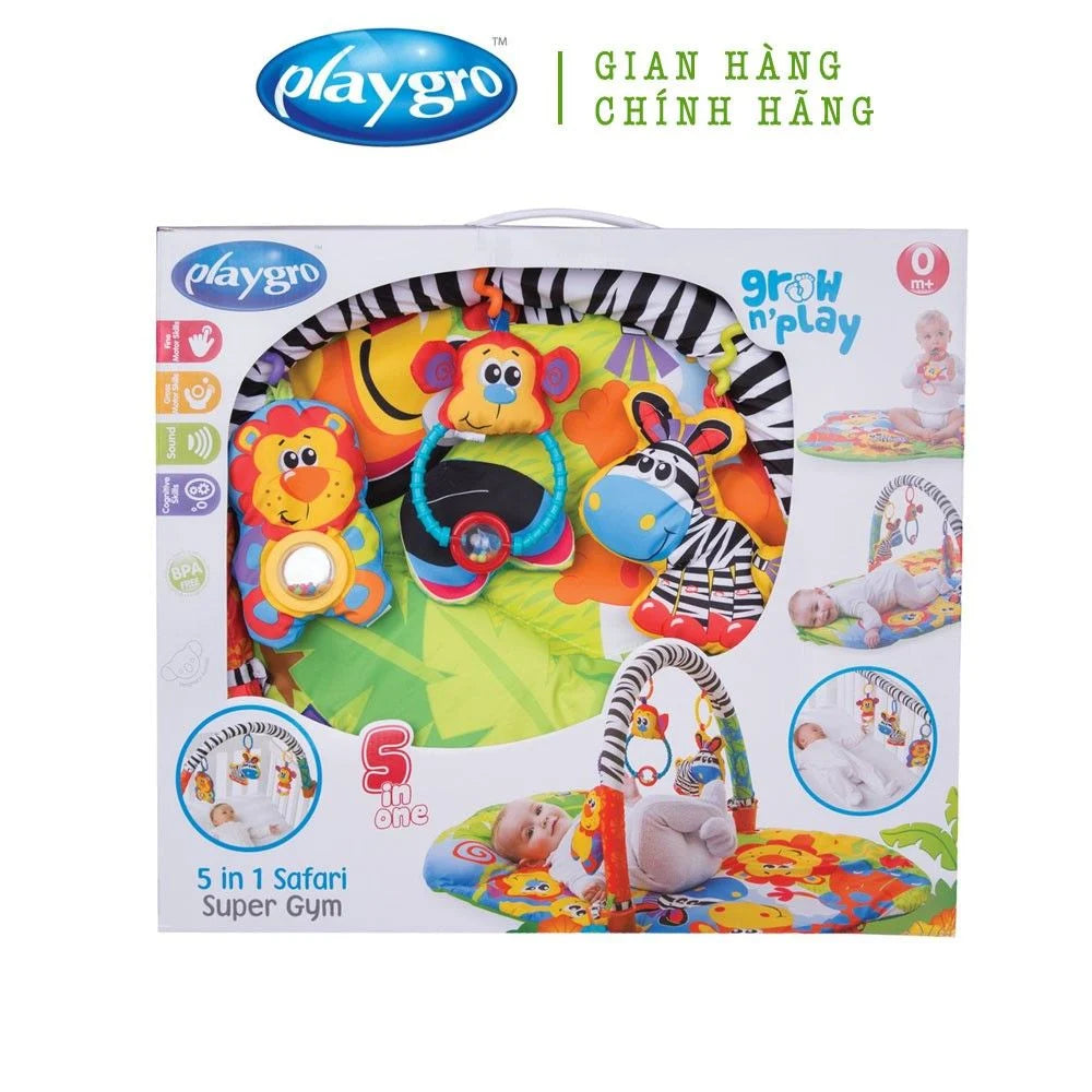 PLAYGRO 5 IN 1 WILD ANIMAL PLAYMAT SAFARI SUPER GYM