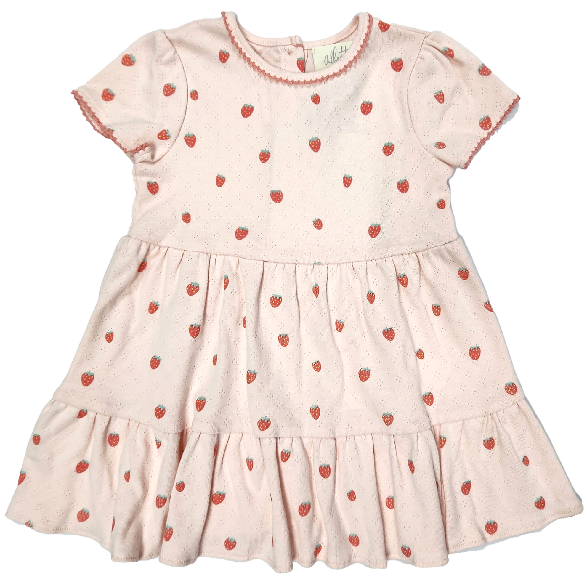 Strawberry printed tiered dress
