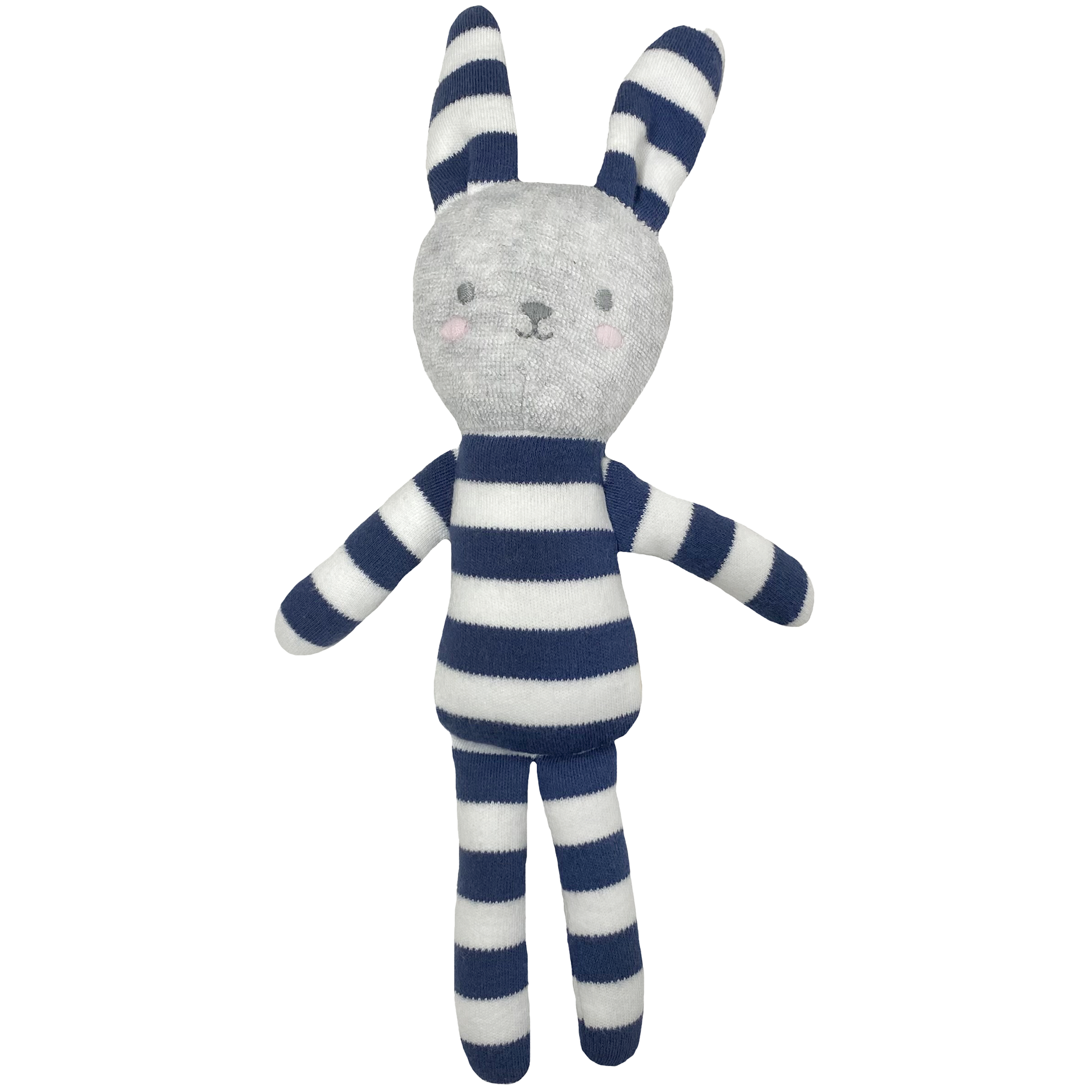 Blue striped rabbit stuffed toy