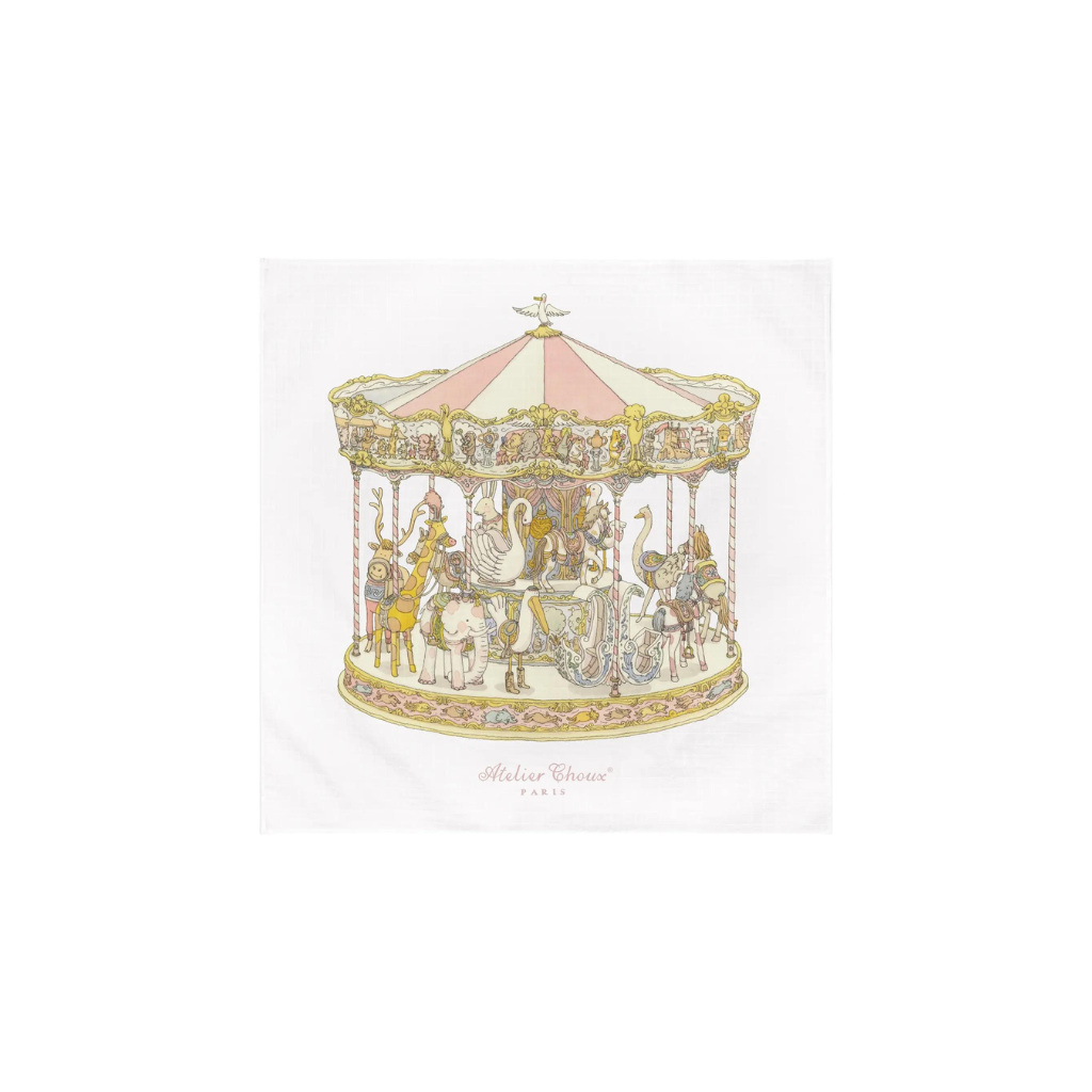 Khăn Atelier Choux Carré Carousel Hồng