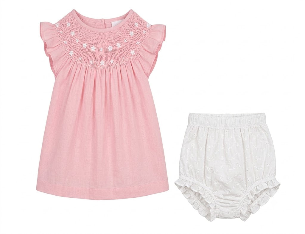 Bộ Đồ Bé Gái Thêu Tay Amberella Set Màu Hồng/Xanh (12M-3Y) | Albetta