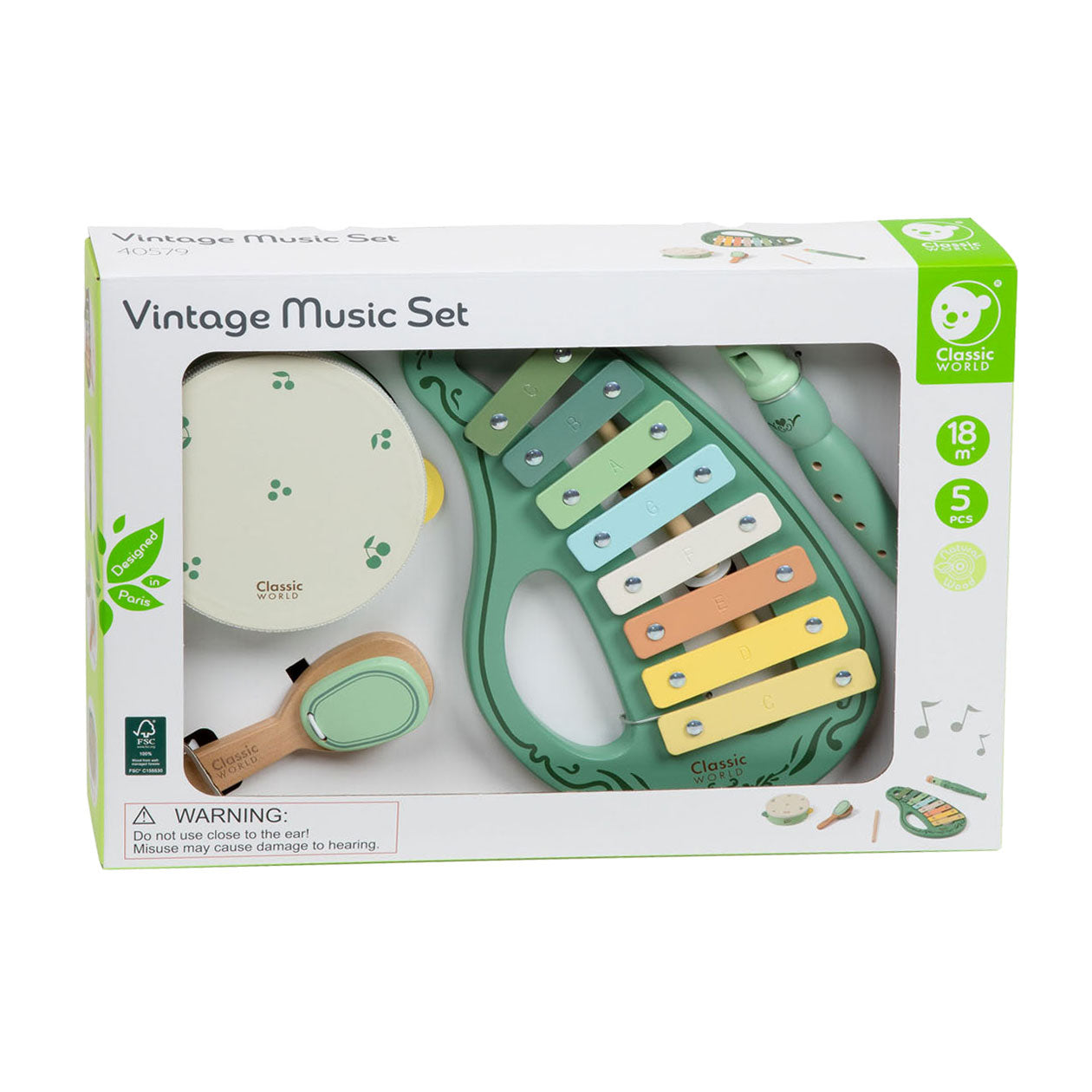 Bộ Nhạc Cụ Gỗ Phong Cách Vintage 5 Món | Classic World