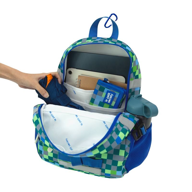 Balo Đi Học Le Petit Society Mini Backpack - Cho Bé Từ 5 Tuổi - Họa Tiết Arcade Blue/Dino