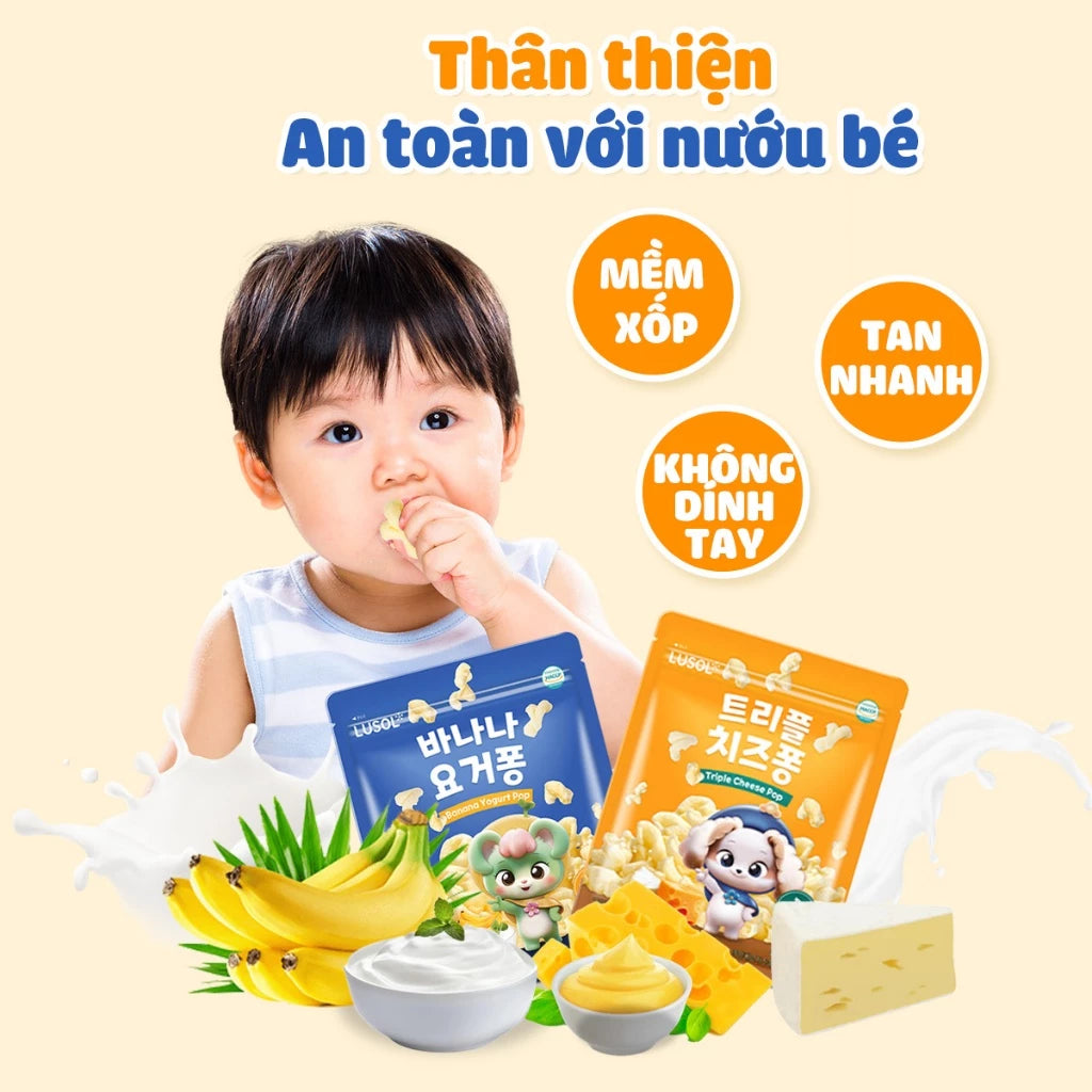 Bánh Sữa Chua Sấy Khô Vị Chuối Lusol Banana Yogurt Pop 25g (Cho Bé Từ 12 Tháng)