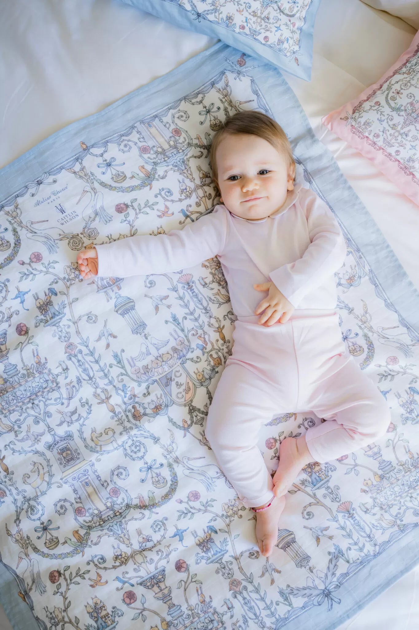 Khăn Carré Toile de Jouy Blue – Atelier Choux & Caitlin Wilson