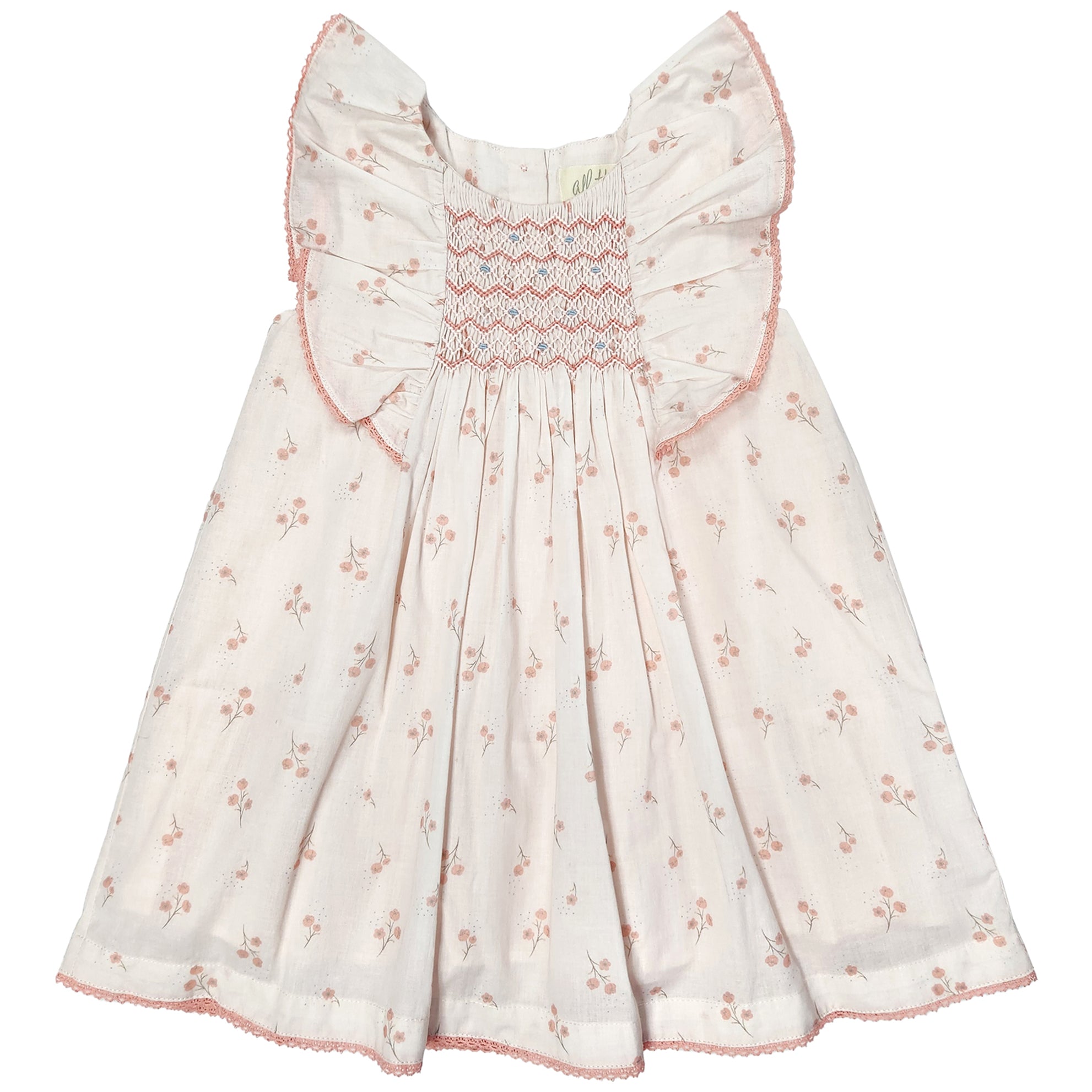 Pink crochet dress, printed with Georgina pattern