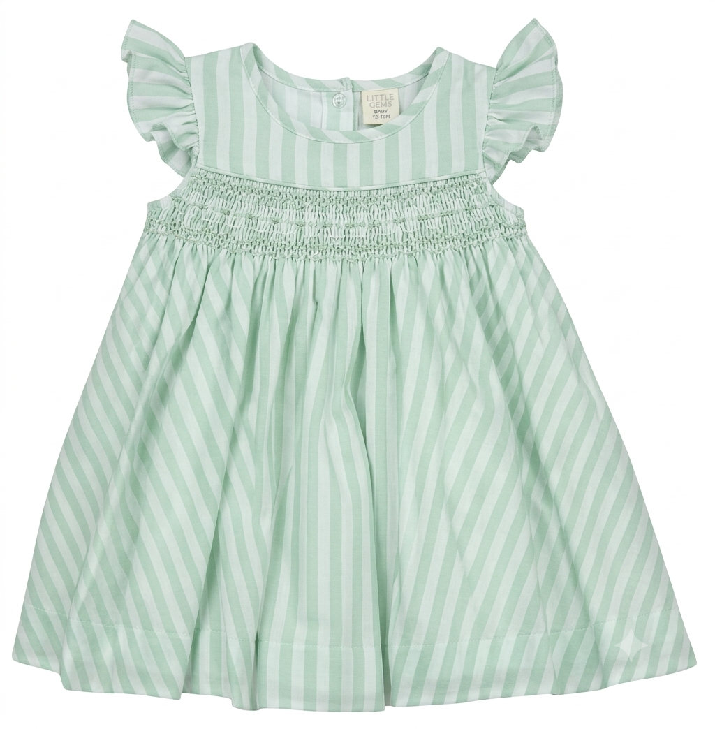 Đầm Thêu Tay Bé Gái Họa Tiết Caro Quả Táo Xanh Green (2-8Y) | Albetta