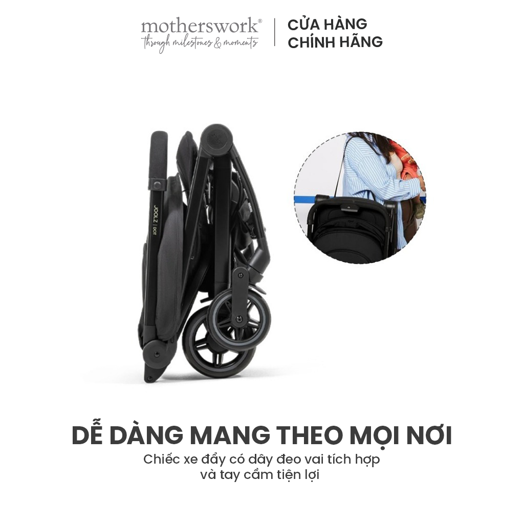 Xe đẩy du lịch siêu gọn nhẹ Joolz Dot gấp gọn 1 tay, đẩy êm, mái che UPF 50+, cho bé từ 4 tháng