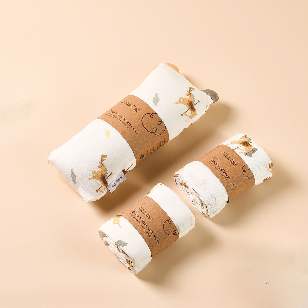 Hộp Quà Tặng Little Rei Cho Bé Gồm Gối Ôm, Khăn Quấn và Chăn Mền
