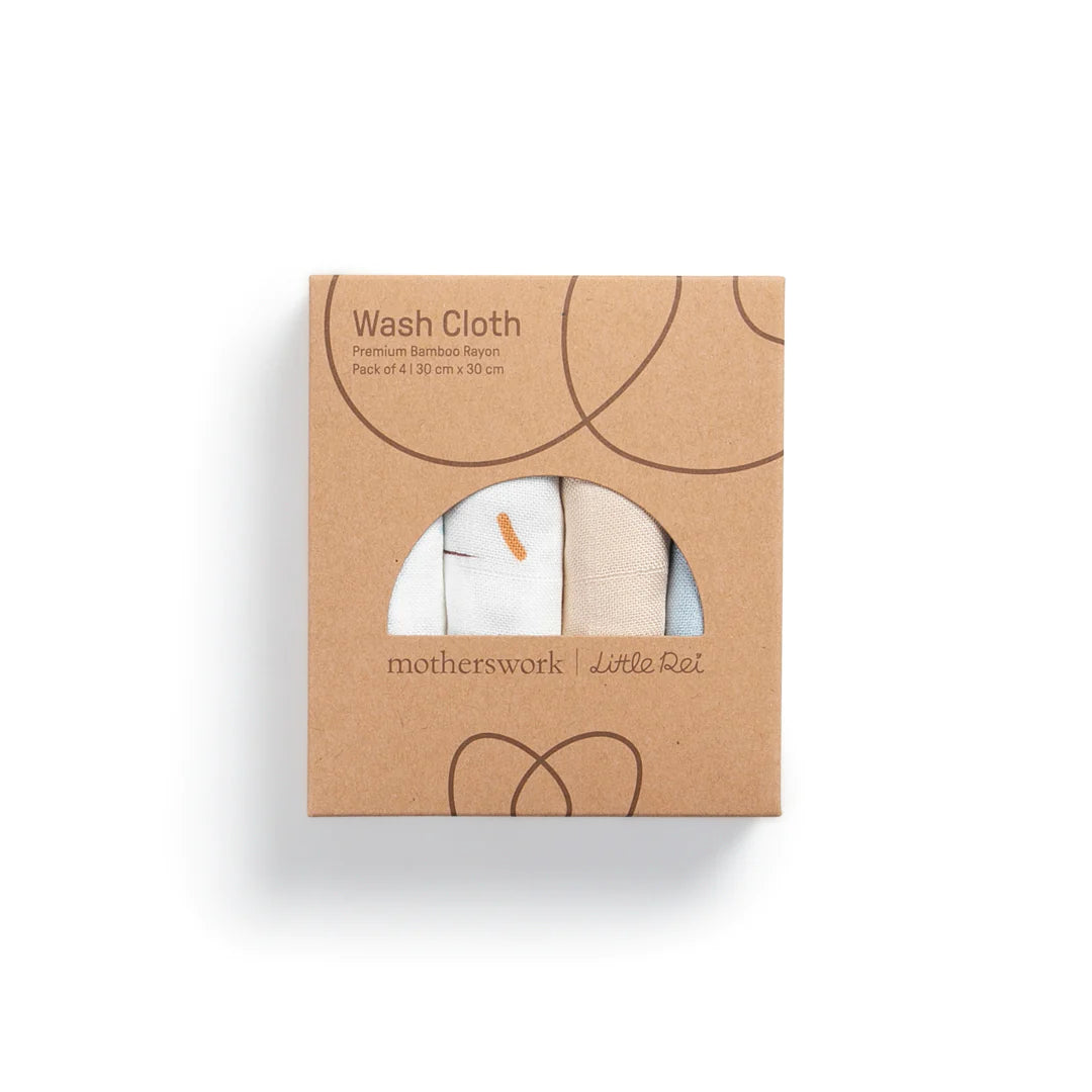 Combo 4 khăn mặt sợi tre cho bé Little Rei 30x30cm, 100% sợi tre mềm mại và thấm hút tốt, an toàn cho bé sơ sinh