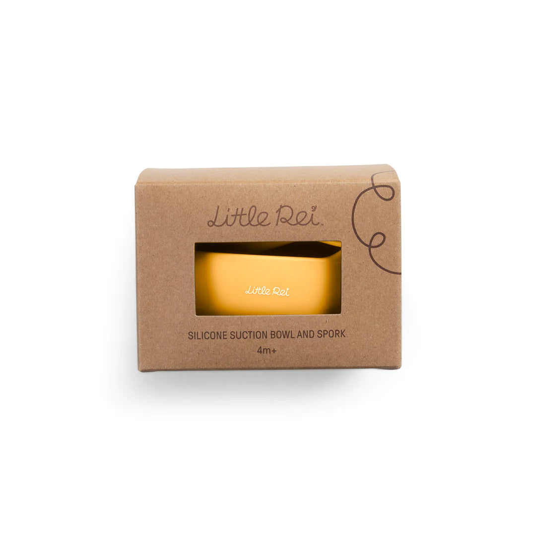 High-quality Little Rei baby food bowl and fork set, safe silicone material, with suction cup to hold in place