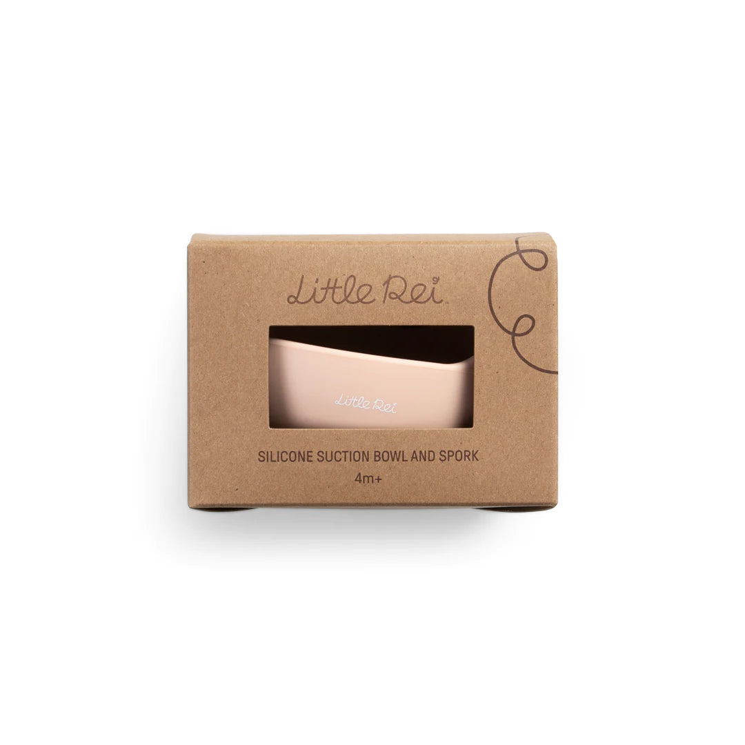 High-quality Little Rei baby food bowl and fork set, safe silicone material, with suction cup to hold in place