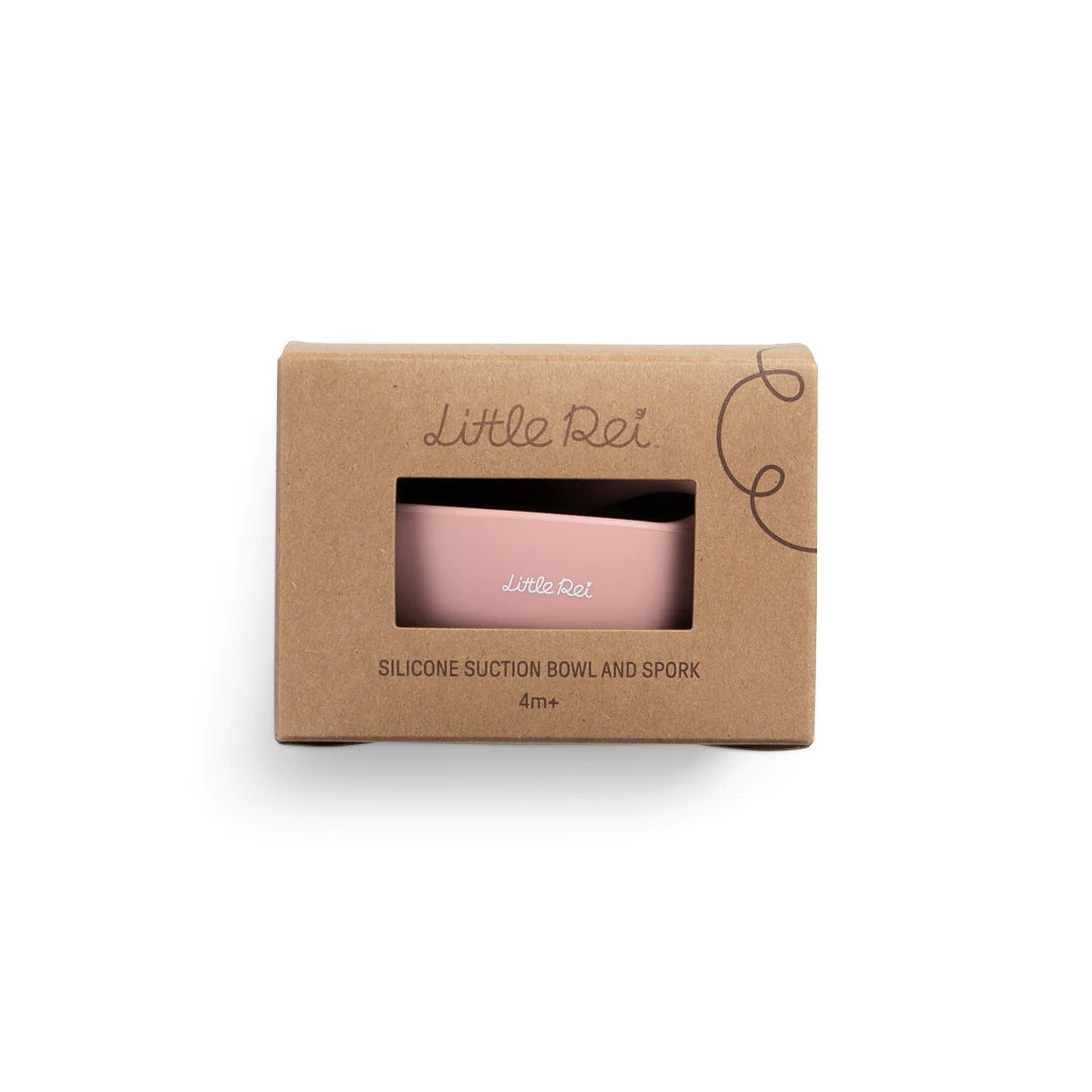 High-quality Little Rei baby food bowl and fork set, safe silicone material, with suction cup to hold in place