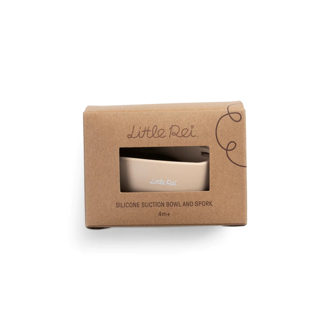 High-quality Little Rei baby food bowl and fork set, safe silicone material, with suction cup to hold in place