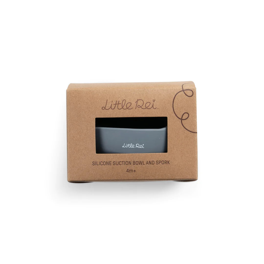 High-quality Little Rei baby food bowl and fork set, safe silicone material, with suction cup to hold in place