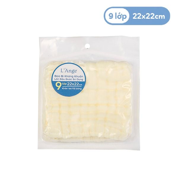 Khăn Nhỏ Vải Bông L'ANGE 9 Lớp 22x22cm - Mềm Mại, Thấm Hút Cho Bé Yêu