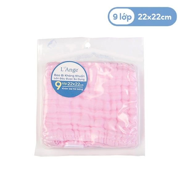 Khăn Nhỏ Vải Bông L'ANGE 9 Lớp 22x22cm - Mềm Mại, Thấm Hút Cho Bé Yêu