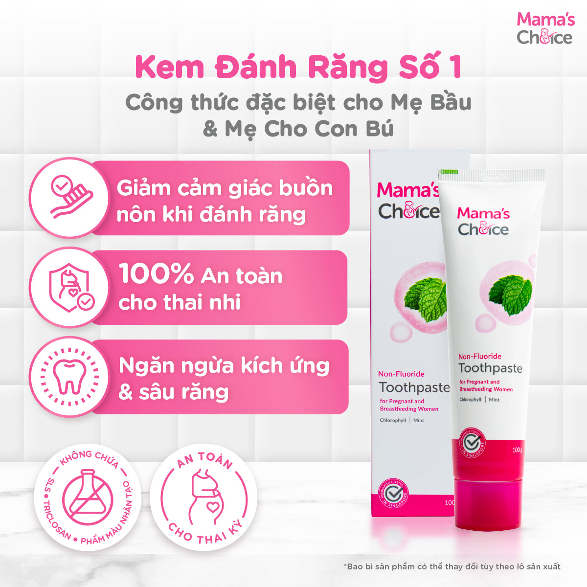 Mama's Choice Toothpaste - Fluoride Free, Safe for Pregnant & Breastfeeding Mothers