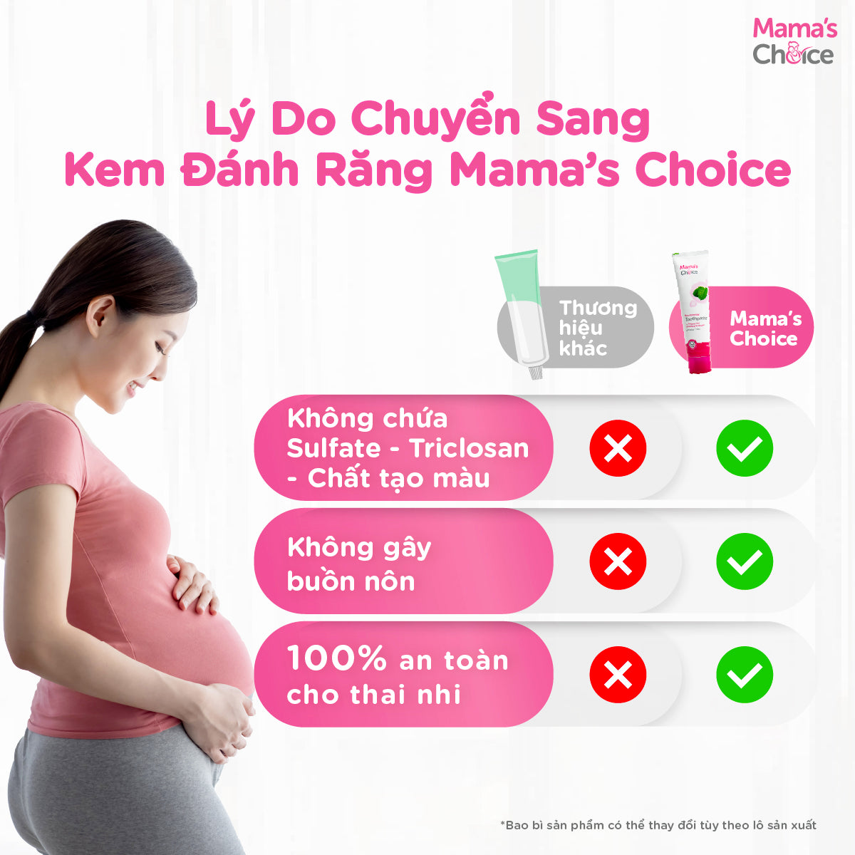Mama's Choice Toothpaste - Fluoride Free, Safe for Pregnant & Breastfeeding Mothers
