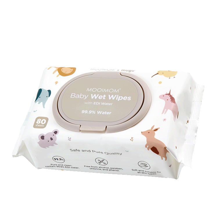 MUGU Baby Wipes with 99% EDI Purified Water (80 wipes) - Soft, Safe for Sensitive Skin