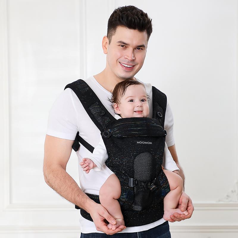 MOOIMOM PREMIUM AIRYKNIT Baby Carrier – Breathable & Comfortable for Ages 0-36 Months – Black