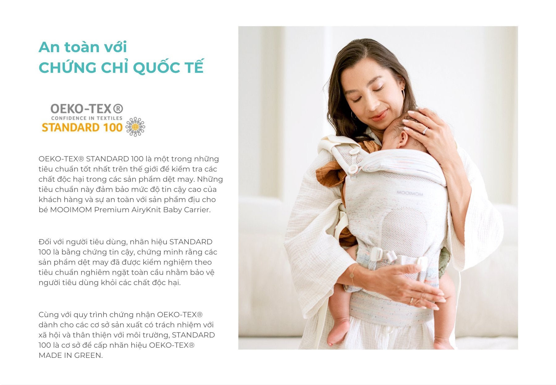 MOOIMOM Premium AiryKnit Baby Carrier - White - Breathable & Ergonomic Support 0-36M