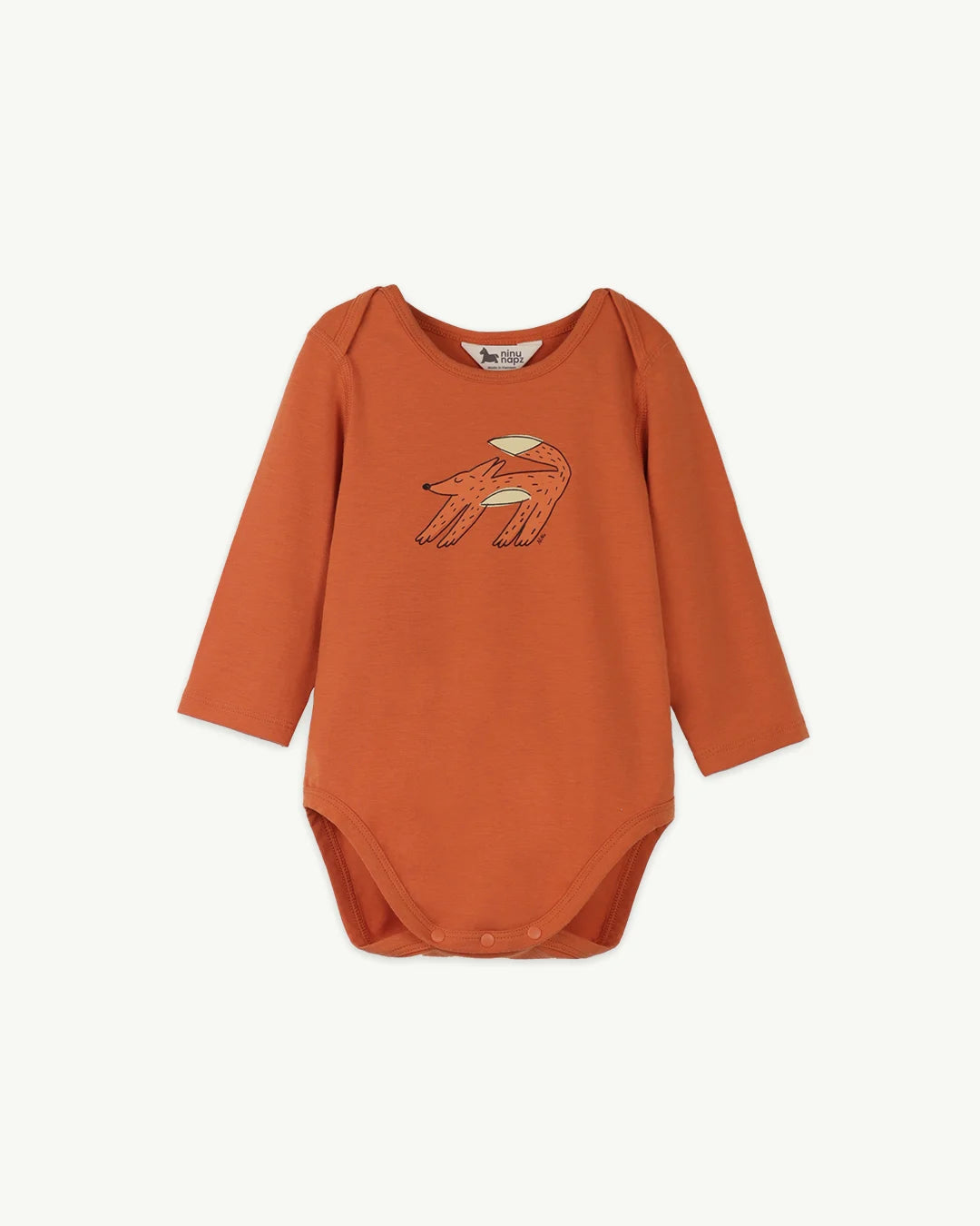 Bodysuit Dài Tay Họa Tiết Chú Cáo Màu Cam Cho Bé | NINUNAPZ