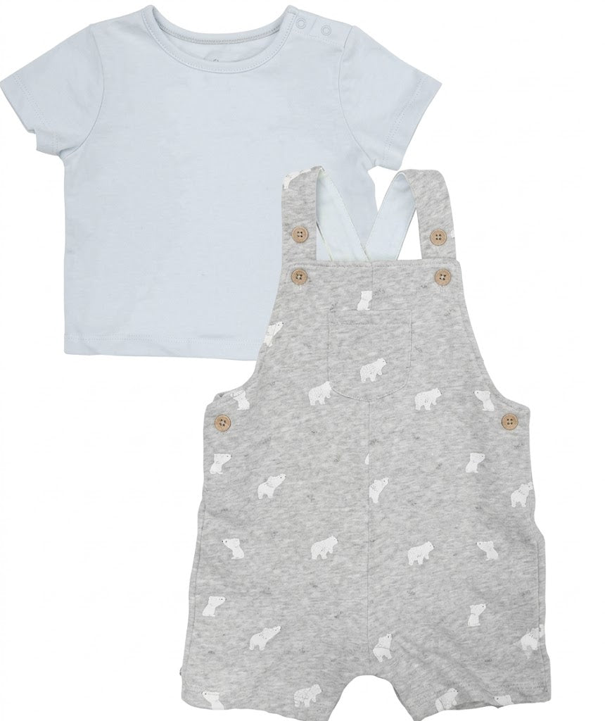 Set Yếm Bé Trai In Họa Tiết Voi Eli Kèm Áo Thun Xanh (6M-3Y) | Albetta