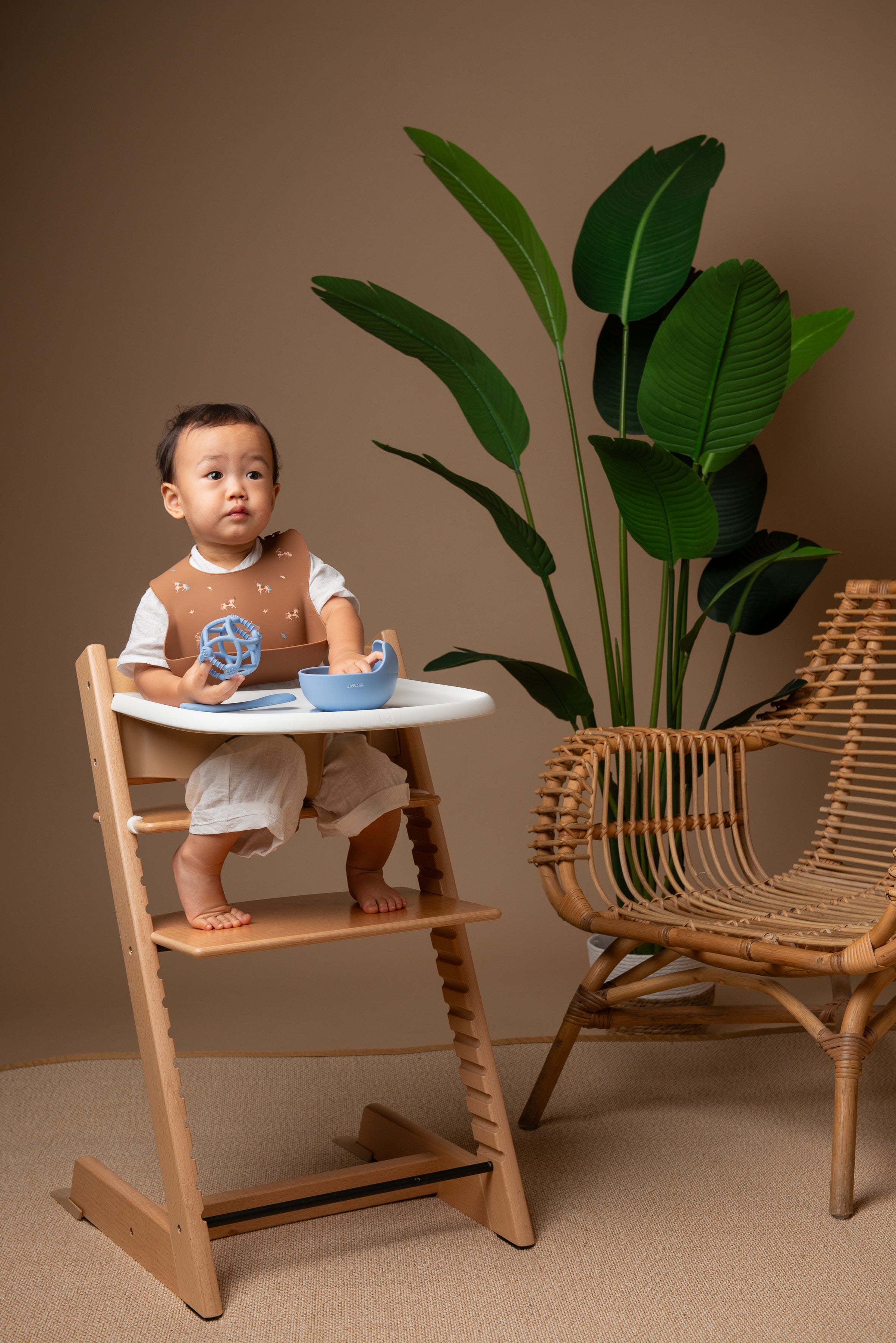 Little Rei Wooden Horse Silicone Bib