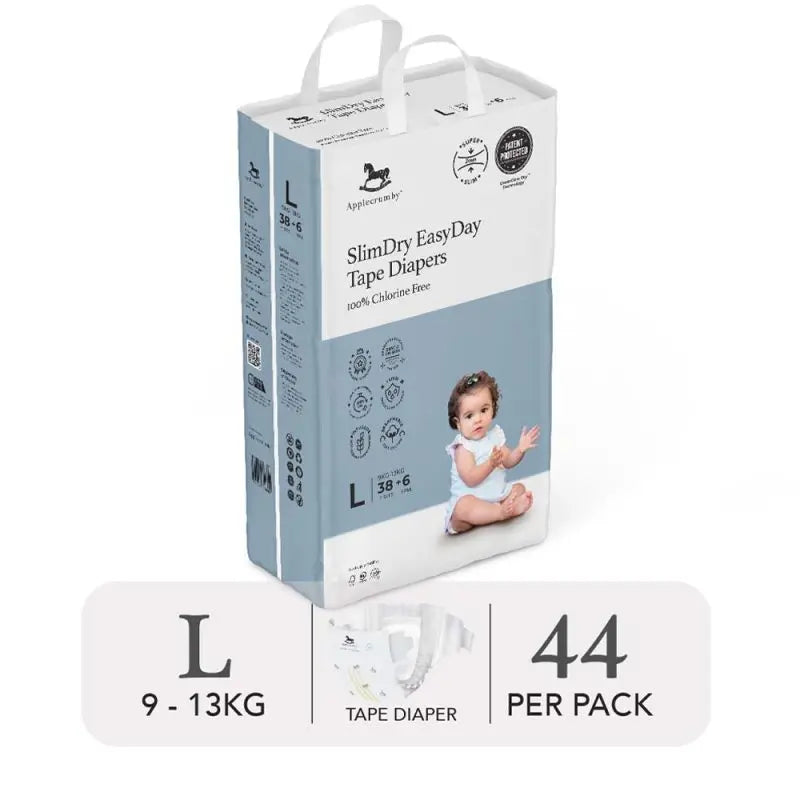 Tã Dán Cao Cấp SlimDry EasyDay Mega Tape Size L (44 Miếng) | Applecrumby