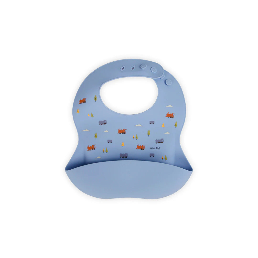 Yếm Ăn Dặm Silicon Cao Cấp Little Rei Silicon Bib (Họa Tiết Trains)