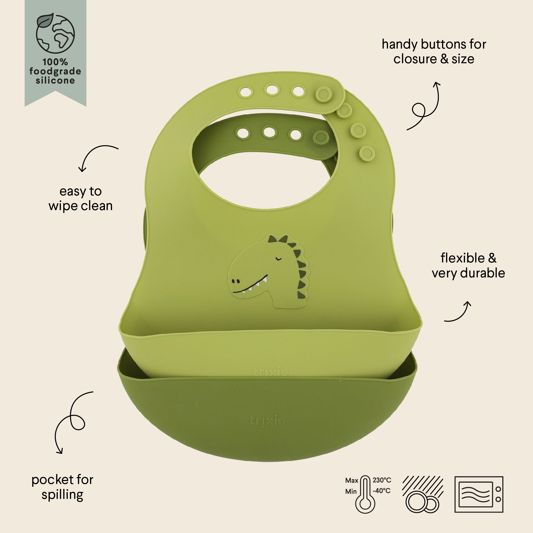 Combo 2 yếm silicon ăn dặm Trixie