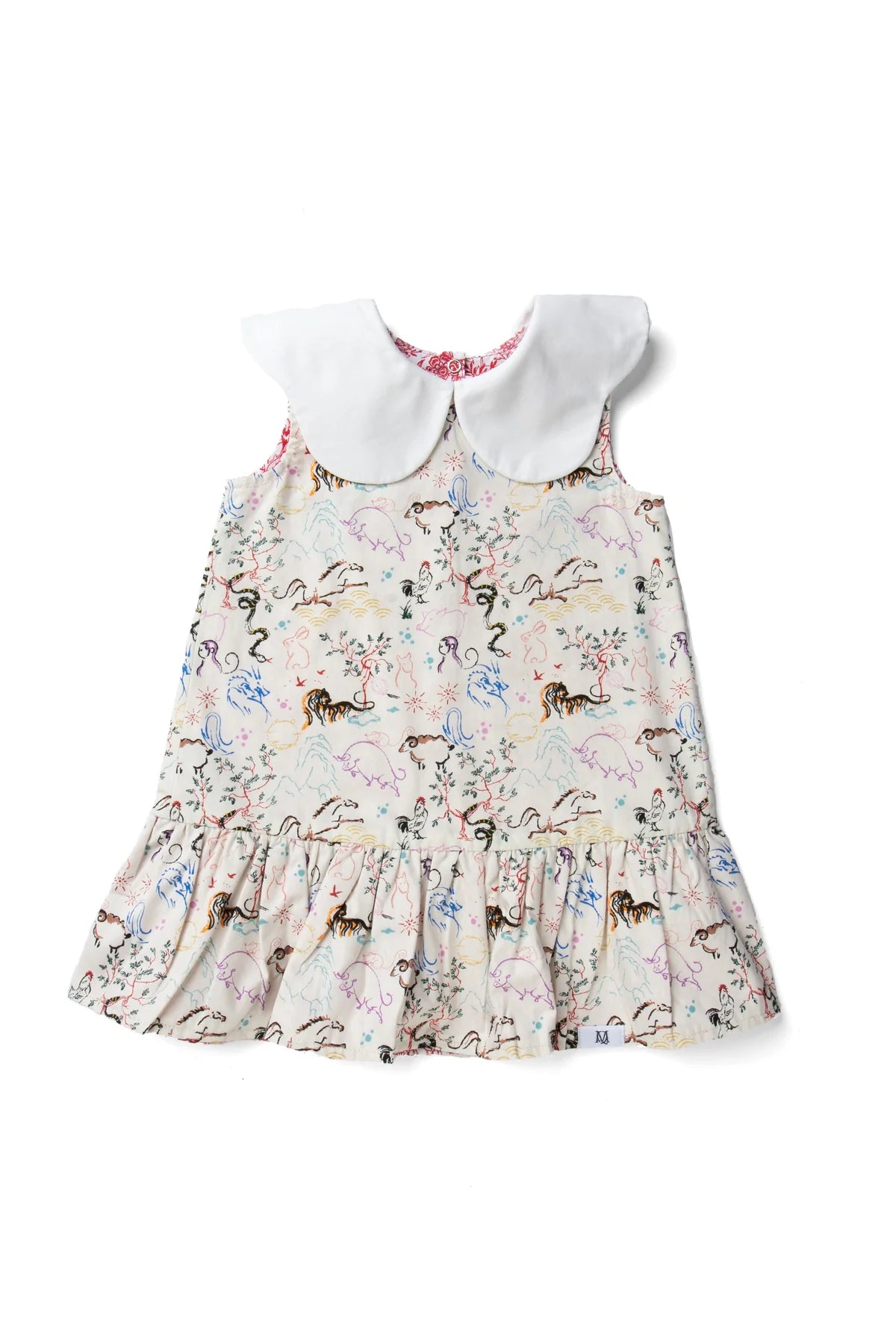 Lotus Collar Flared Dress, 12 Zodiac Pattern Printed on 2 Sides Maison Q