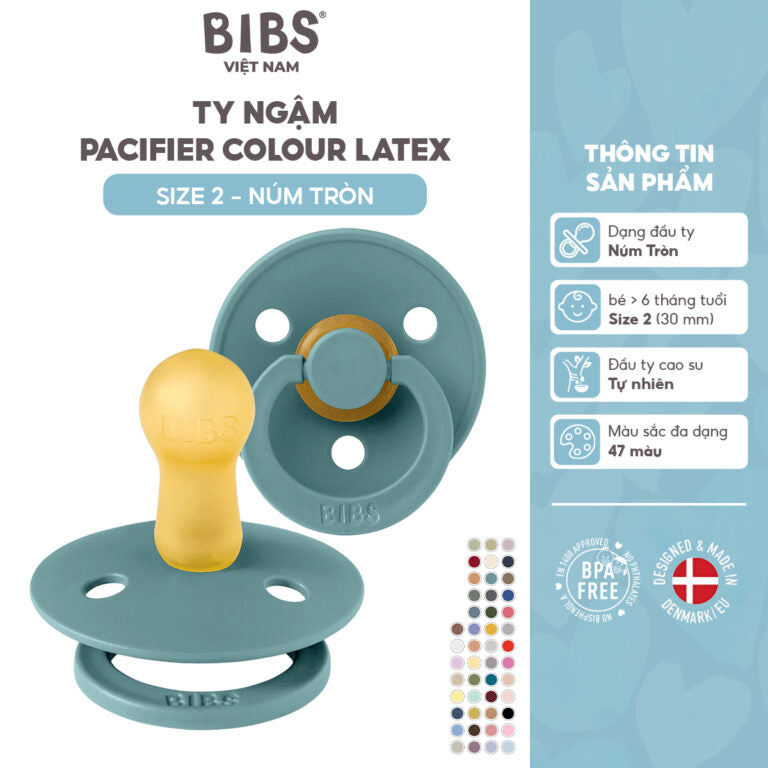 Ty Ngậm Cao Su Tự Nhiên BIBS Colour Latex Size 2 (Cho Bé Trên 6 Tháng)