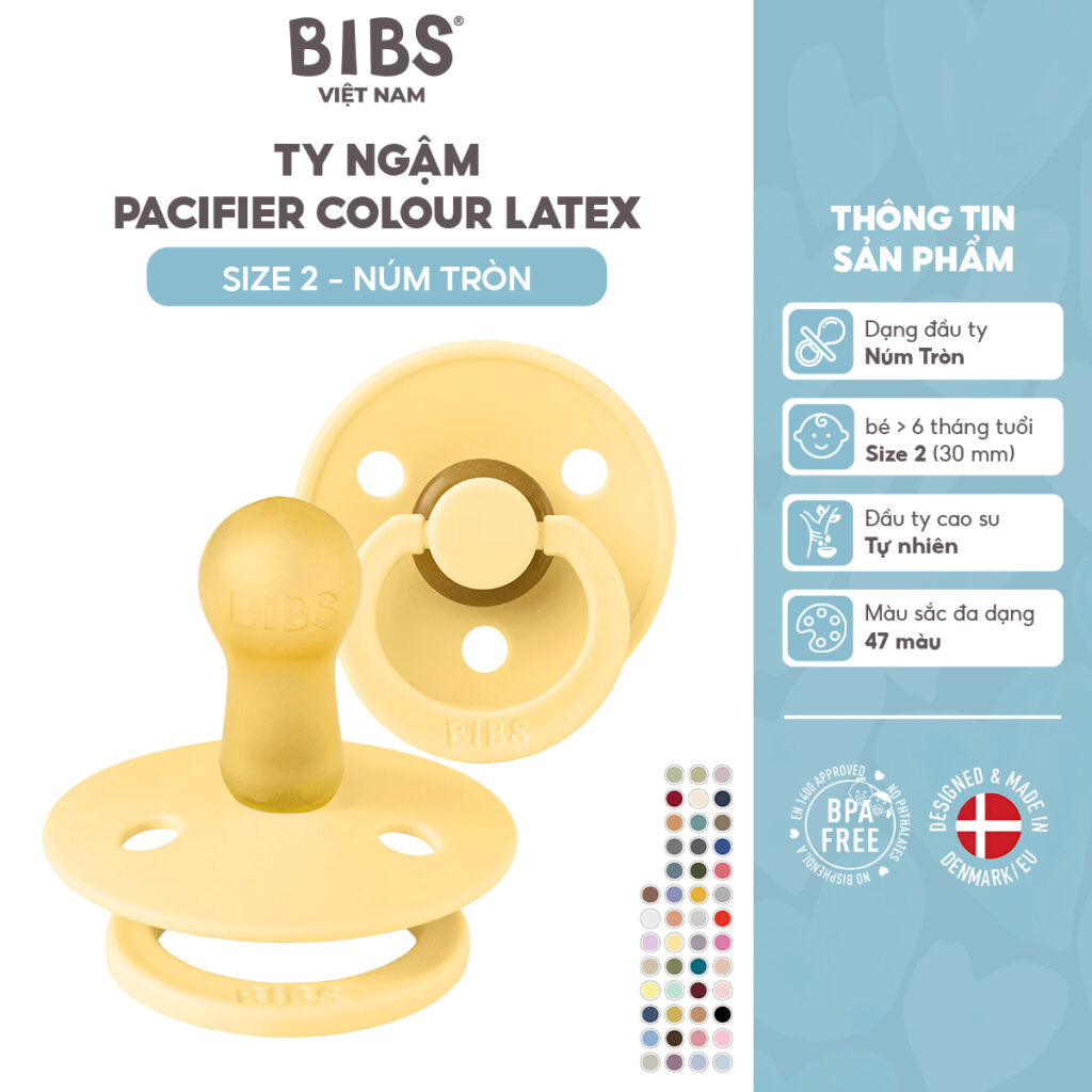 Ty Ngậm Cao Su Tự Nhiên BIBS Colour Latex Size 2 (Cho Bé Trên 6 Tháng)