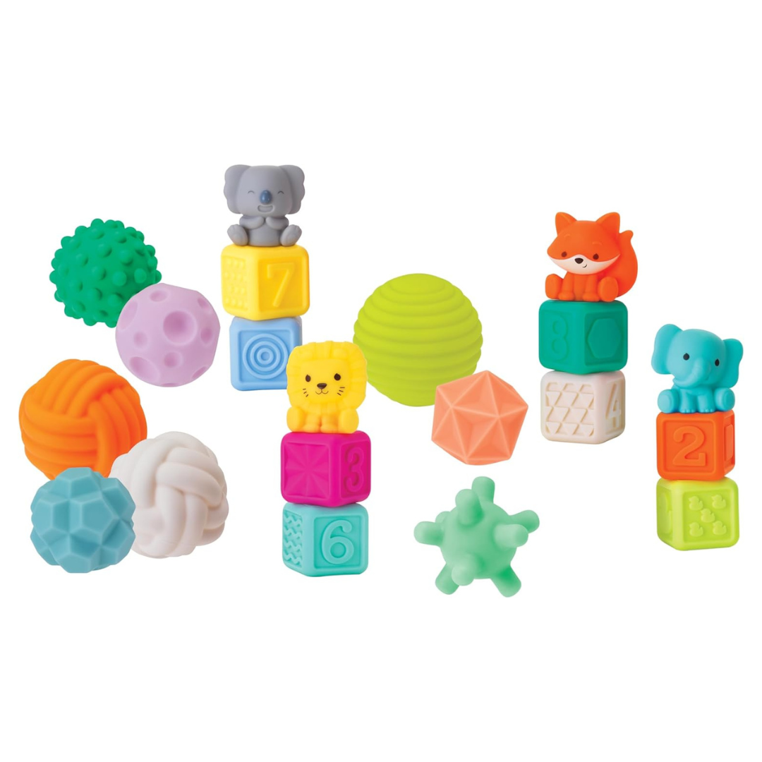 Bộ Đồ Chơi Hình Khối Con Vật & Tháp Xếp Chồng Siêu Mềm | Infantino
