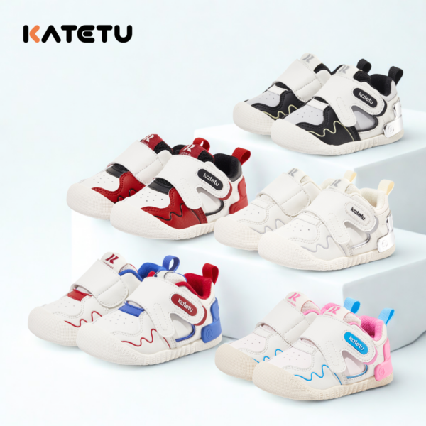 Giày Thời Trang Cho Bé Hỗ Trợ Chống Bẹt Chân Màu Trắng Xanh Lá Stylish Functional Baby Walker Shoes | Katetu