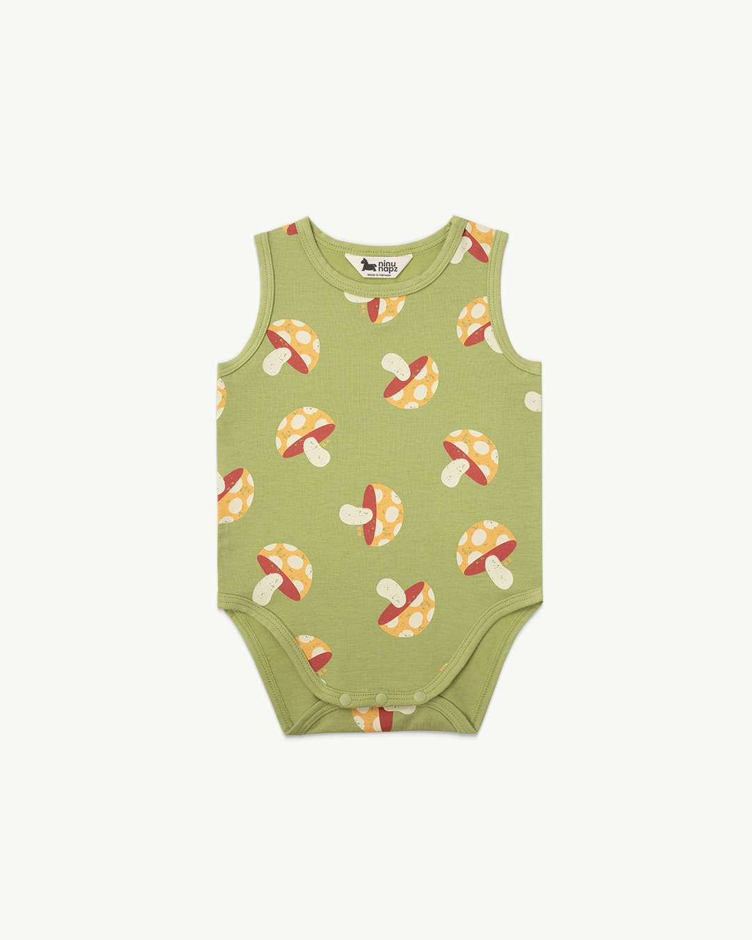 Body Sát Nách Họa Tiết Nấm Mushroom Cho Bé 3 Tháng | NINUNAPZ