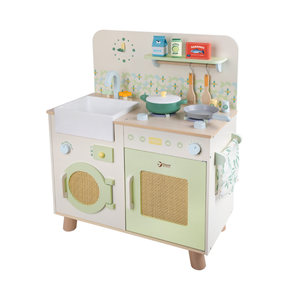 Bộ Đồ Chơi Nhà Bếp Bằng Gỗ Classic World – Kitchen Gỗ Tự Nhiên 16 Món Cho Bé (Đồ Chơi Giả Vờ Nấu Ăn)