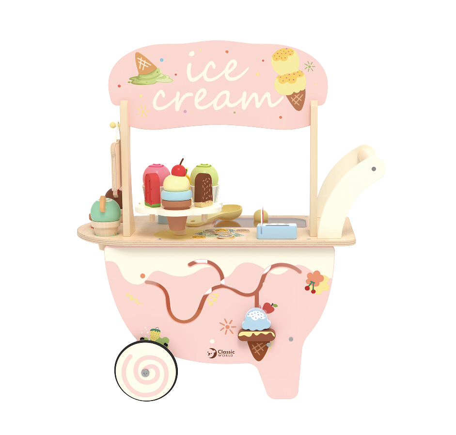 Classic World 3-in-1 Multifunctional Ice Cream Cart CWO - Walker, Sales & Skill Development Toy