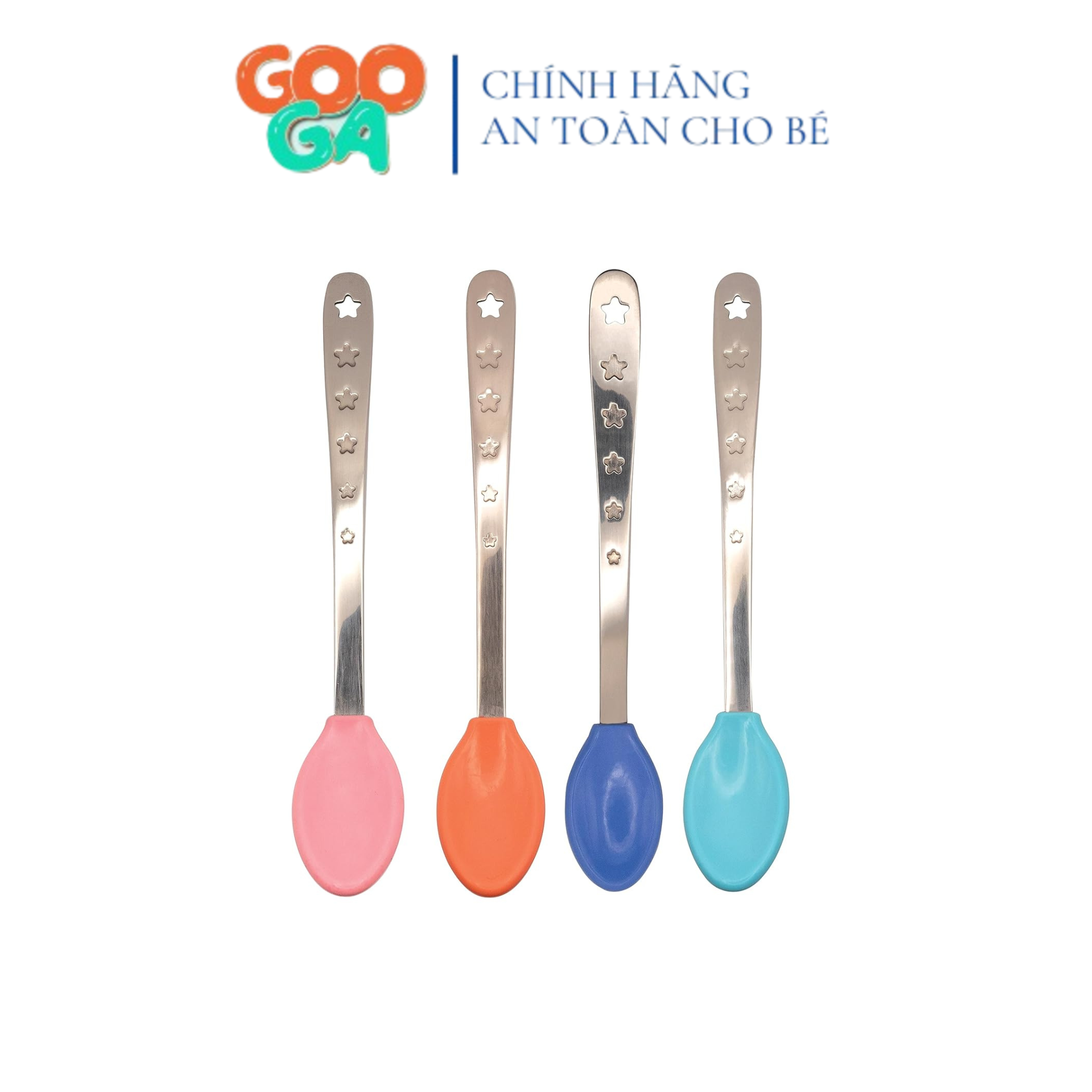 Nuby Bộ 4 chiếc thìa ăn dặm bằng thép không gỉ có đầu bọc silicone cho bé