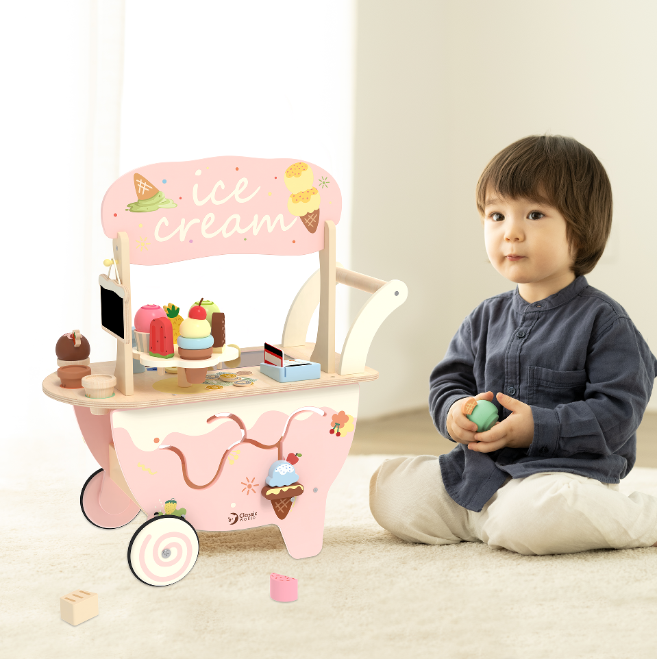 Classic World 3-in-1 Multifunctional Ice Cream Cart CWO - Walker, Sales & Skill Development Toy