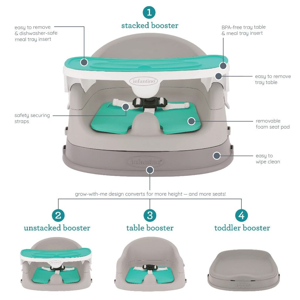 Ghế Ăn Thấp Đa Năng Cao Cấp Tiện Lợi 4 Trong 1 INFANTINO Cho Bé 6 tháng - 3 tuổi