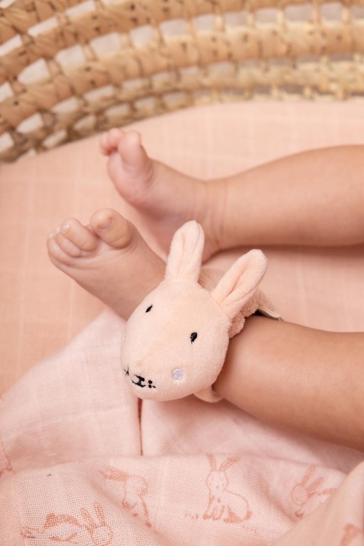 Trixie baby rattle bracelet, soft cotton, encourages movement